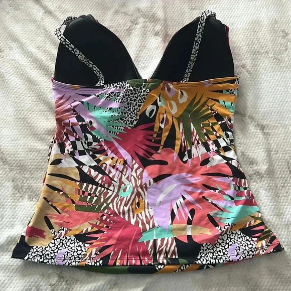 Bleu Rod Beattie Let's Get Loud Plunging Tankini Top Size 12 - Picture 5 of 6